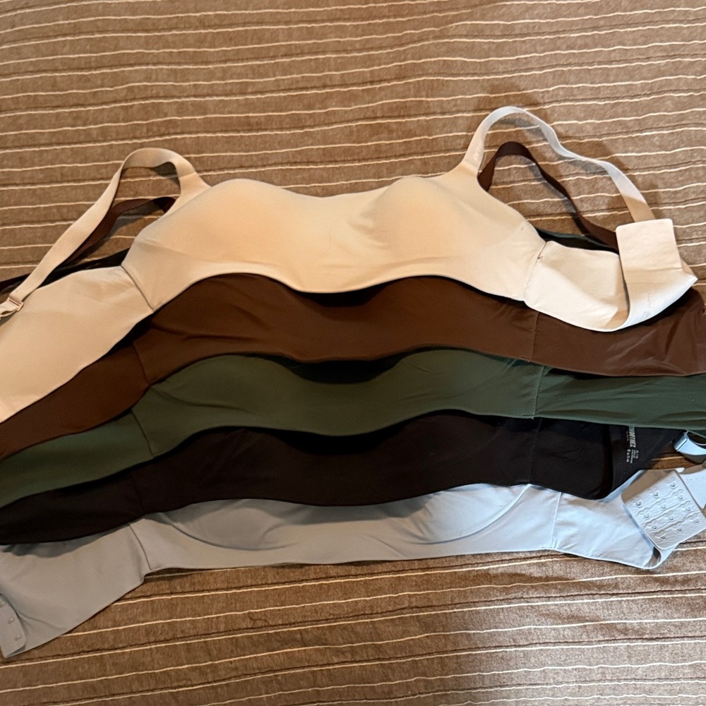Aerie Women's Multi-Color Bra Set - Cream, Brown, Green, Black